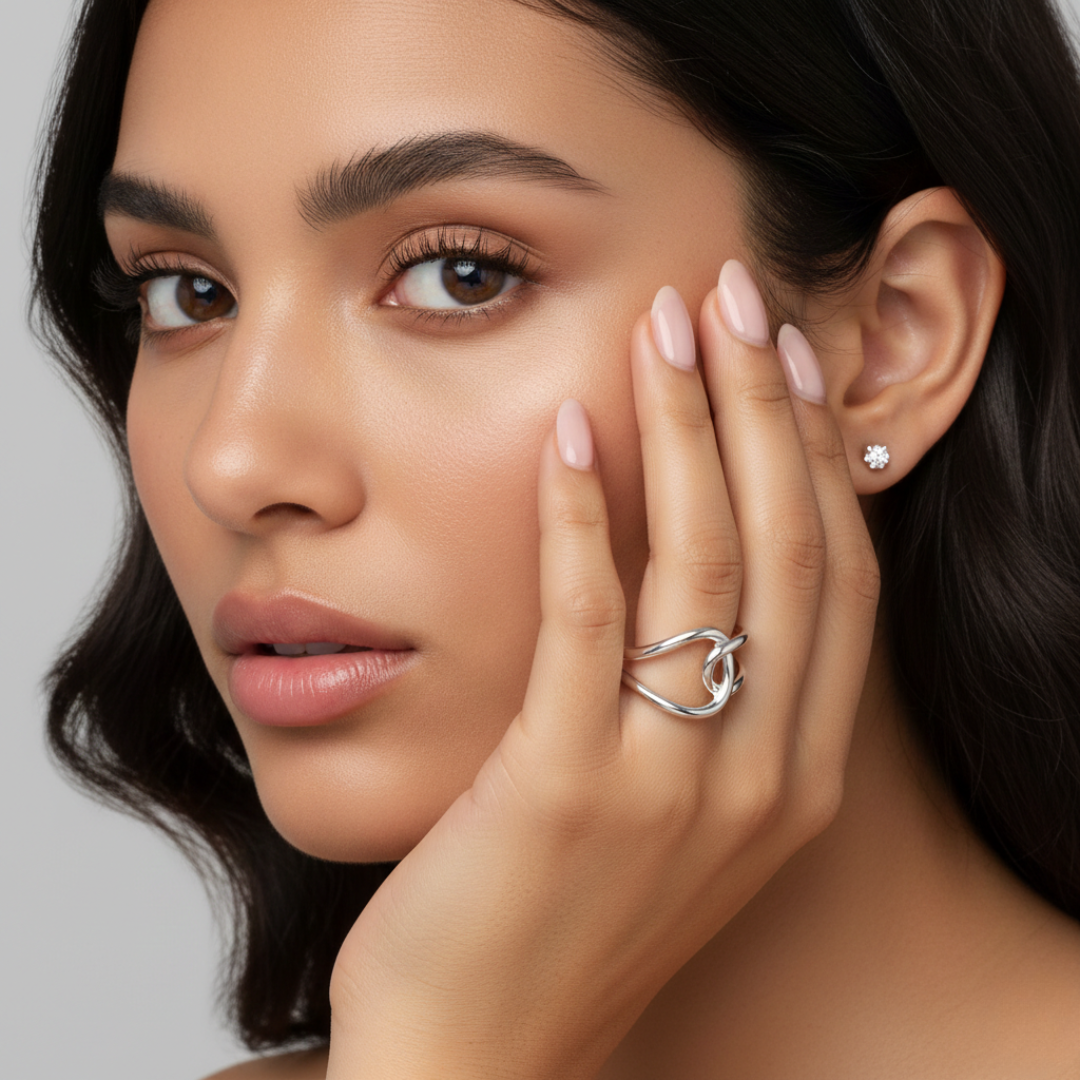 Astrid Silver Ring — Waterproof Modern Twist Band Ring