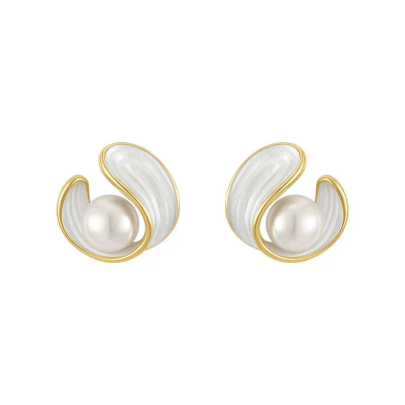 Luxury White Opal & Pearl Gold Earrings — Iridescent Bridal Statement Earrings
