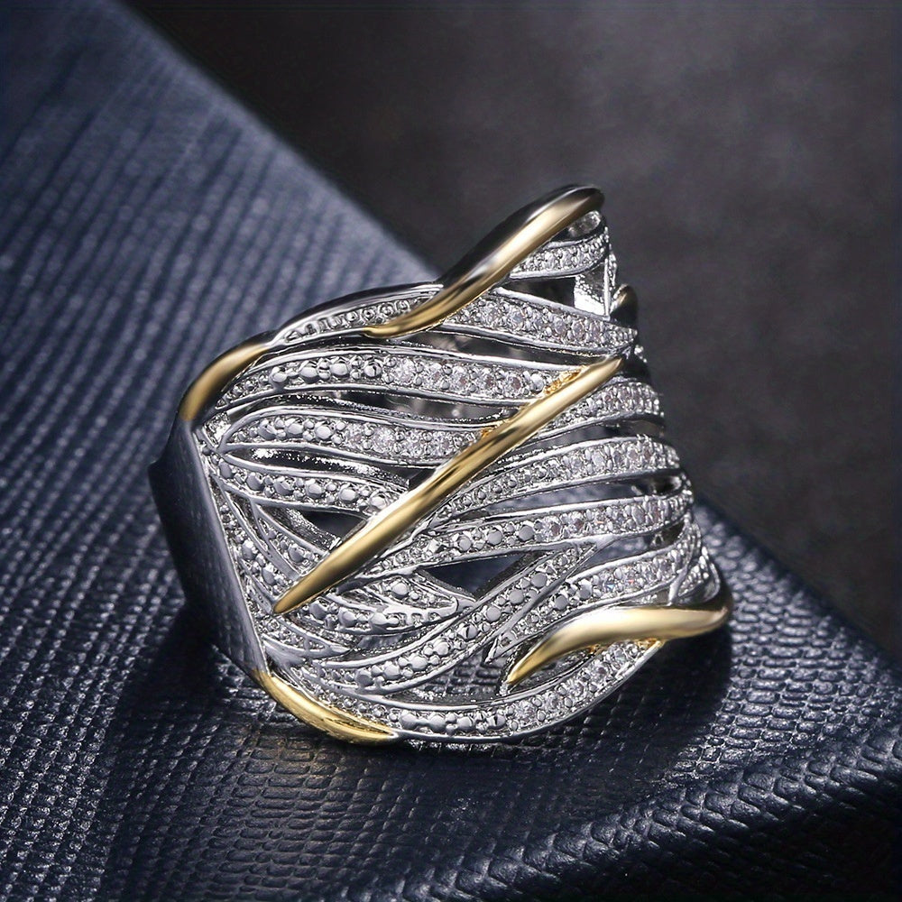 Elegant Multi-Layer Twisted Ring — Waterproof Zirconia Stacking Ring