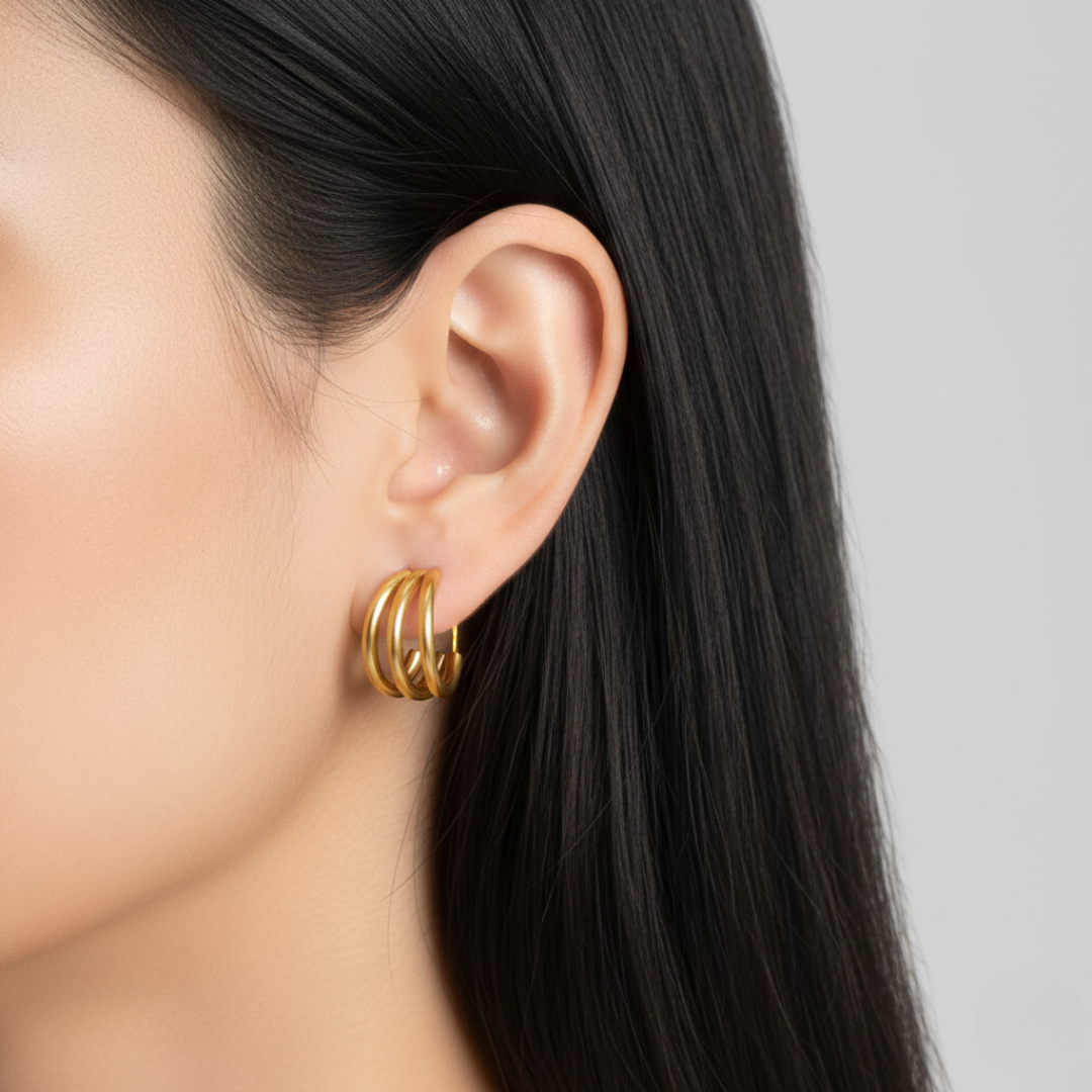Ana Triple Gold Hoop Earrings — Minimalist Everyday Jewelry