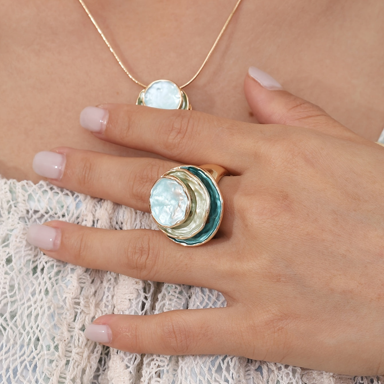 Boho Three-Layer Enamel Ring — Waterproof Colourful Bohemian Stacking Ring