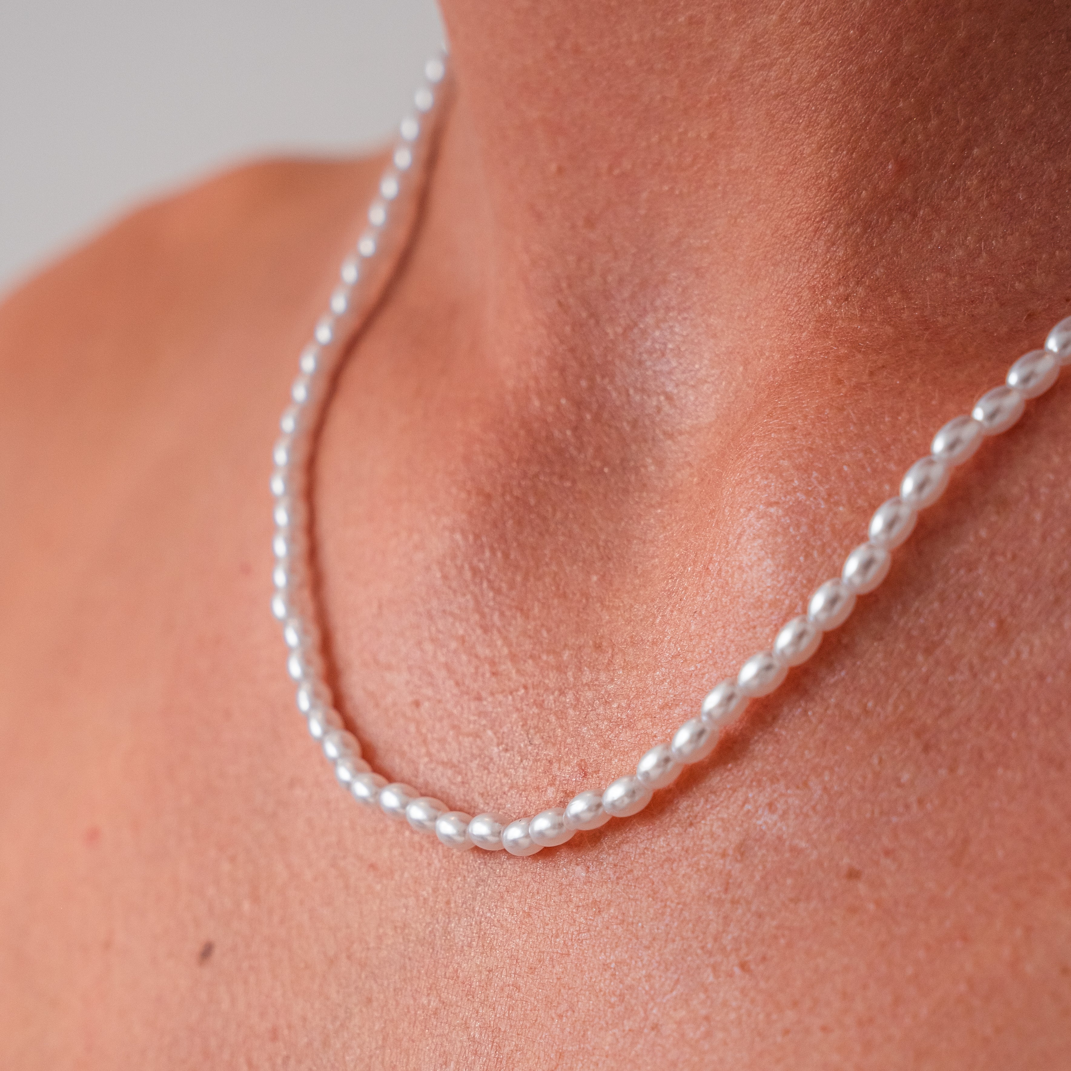 Natural Freshwater Pearl Necklace — Adjustable Choker or Collarbone Length