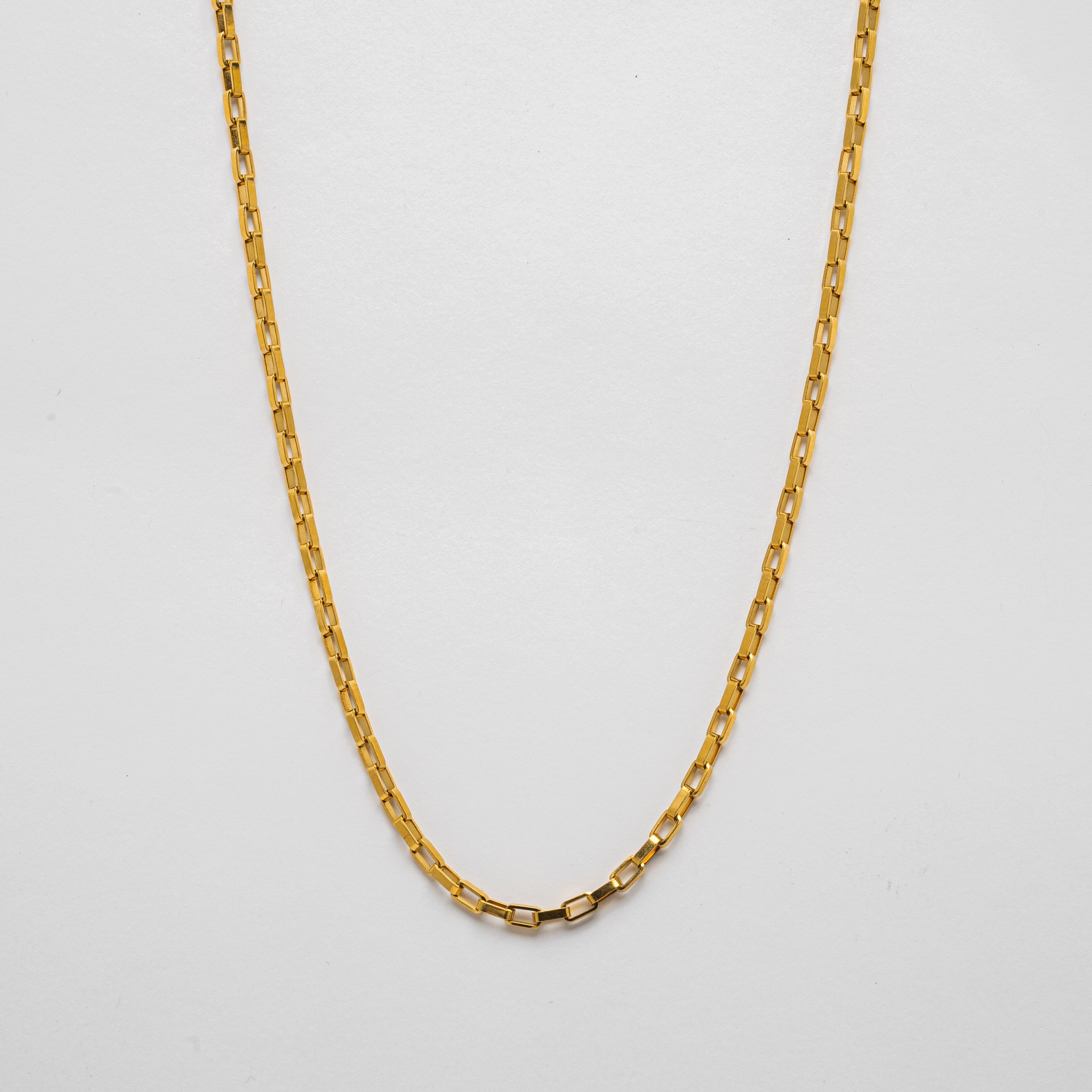 Venna Rectangle Chain Necklace — Minimalist Gold Everyday Necklace