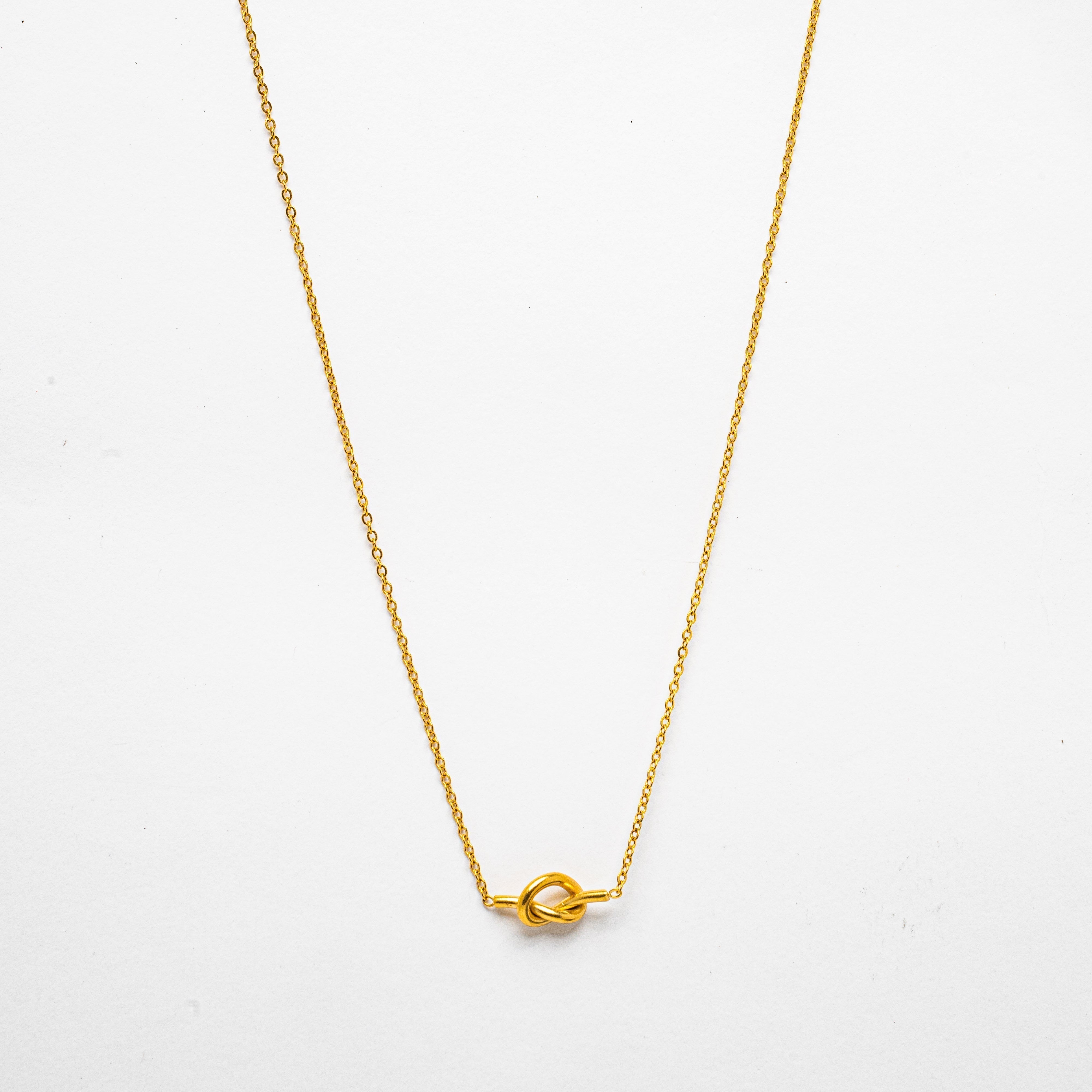 Adela Knot Necklace — Delicate Gold Knot Pendant Necklace