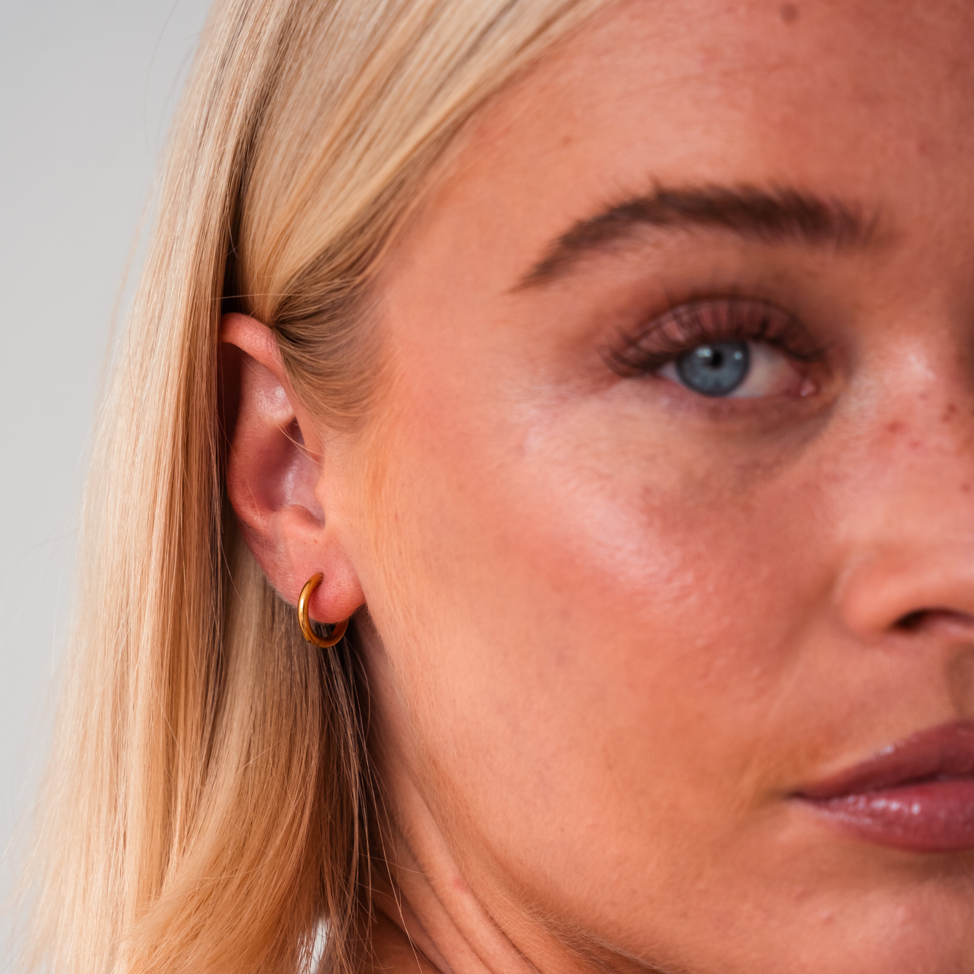 Snuggle Time Mini Hoop Earrings — 18K Gold PVD Stainless Steel Everyday Hoops