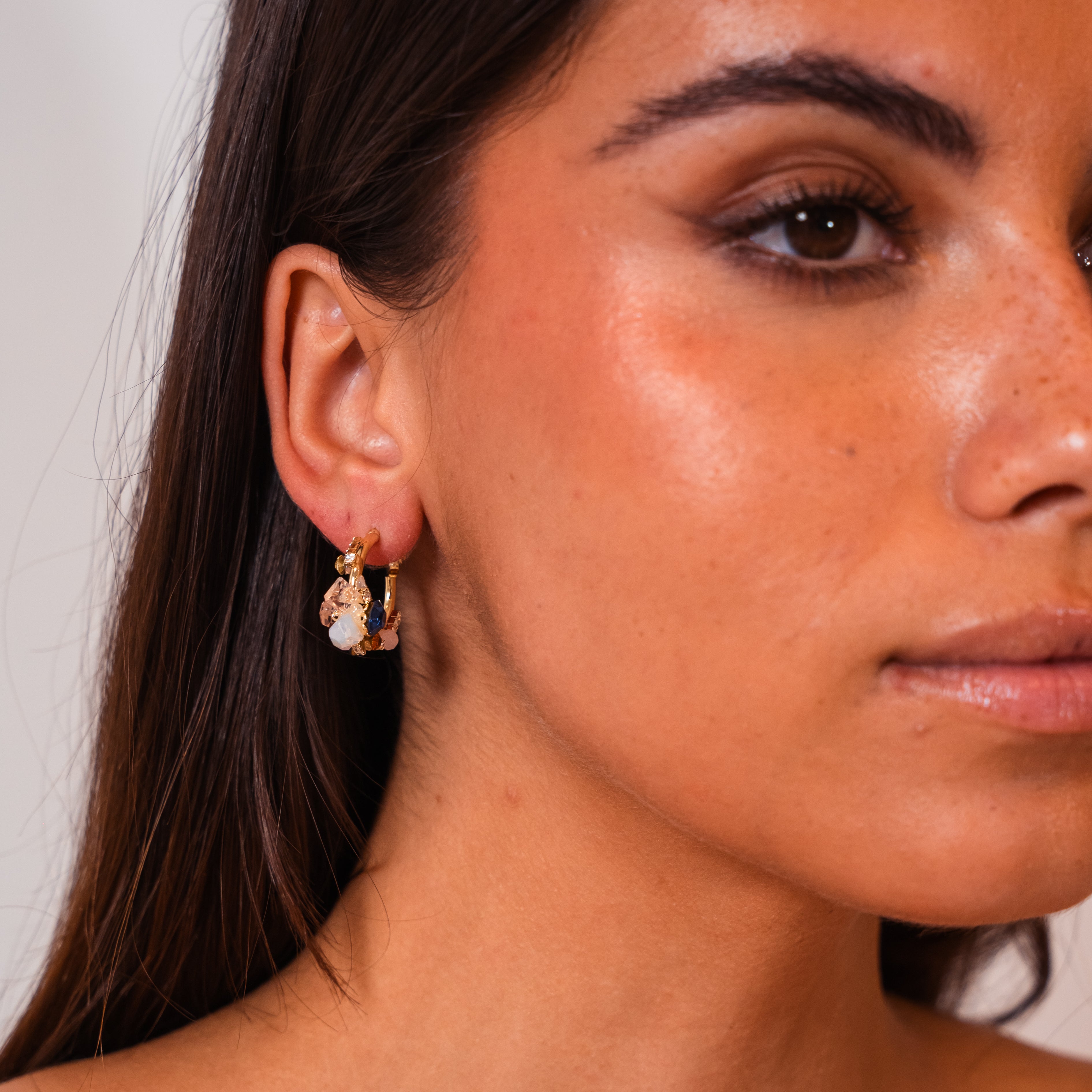 Retro Floral Earrings — Crystal & Pearl Petal Statement Earrings