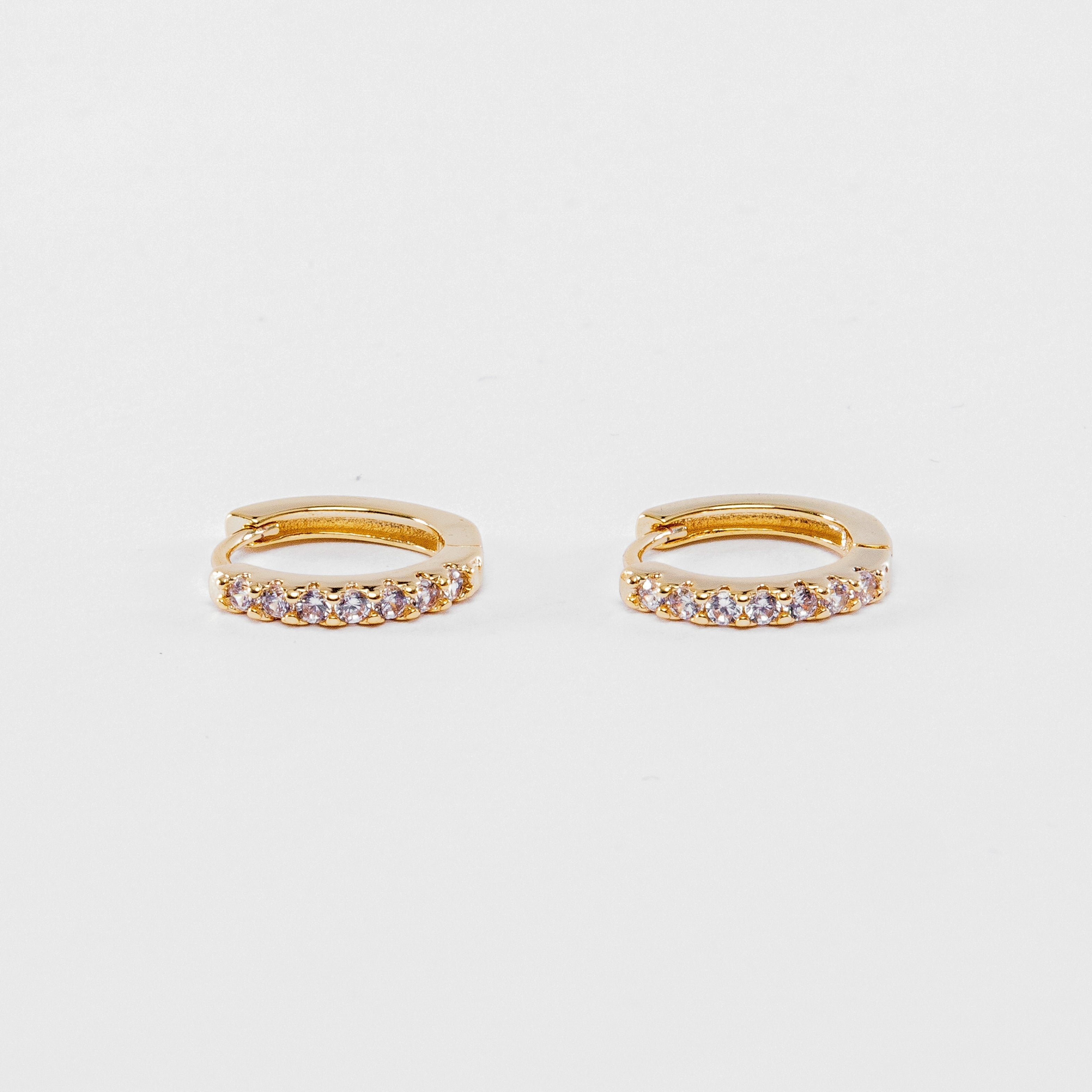Parisian Hoop Earrings — 18K Gold Zirconia Mini Hoop Earrings