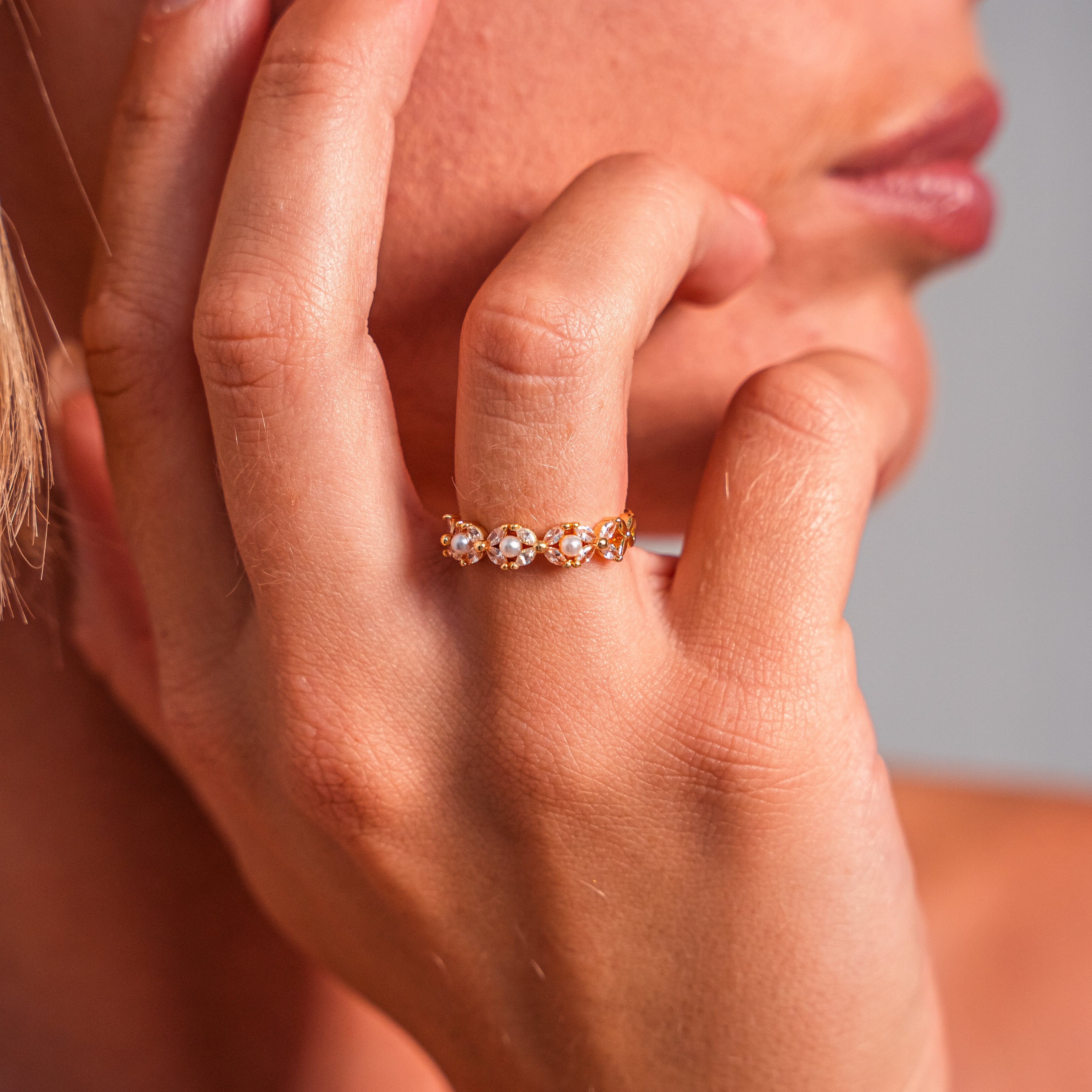 Pearl of Frances Ring — Adjustable 18K Gold PVD Freshwater Pearl Ring