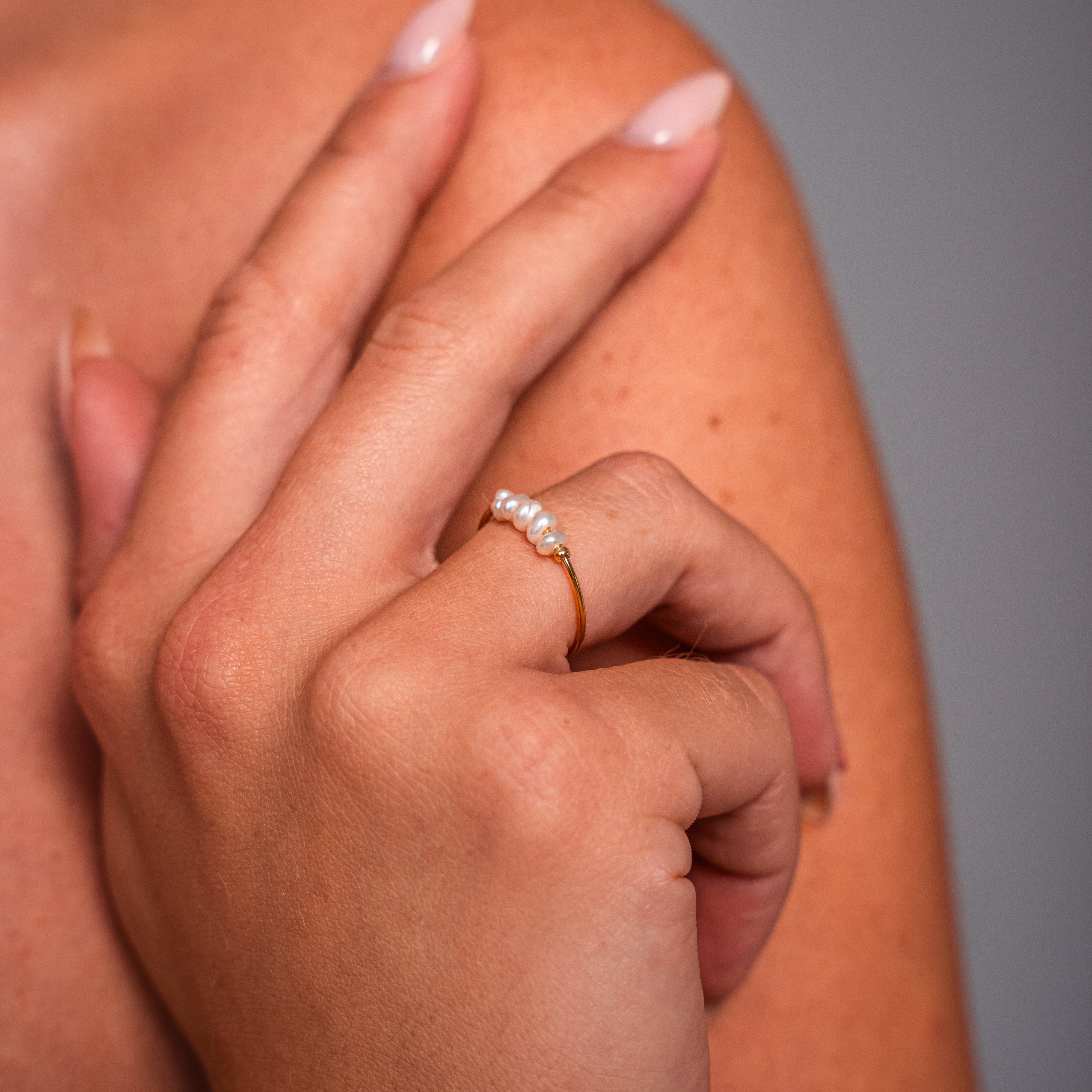 Petite Pearl Ring — 5 Mini Freshwater Pearl Statement Ring
