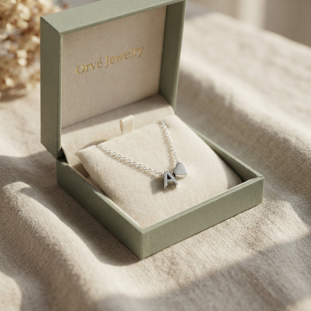 Forever Love & Letter Silver Necklace — Personalised Waterproof Initial Necklace