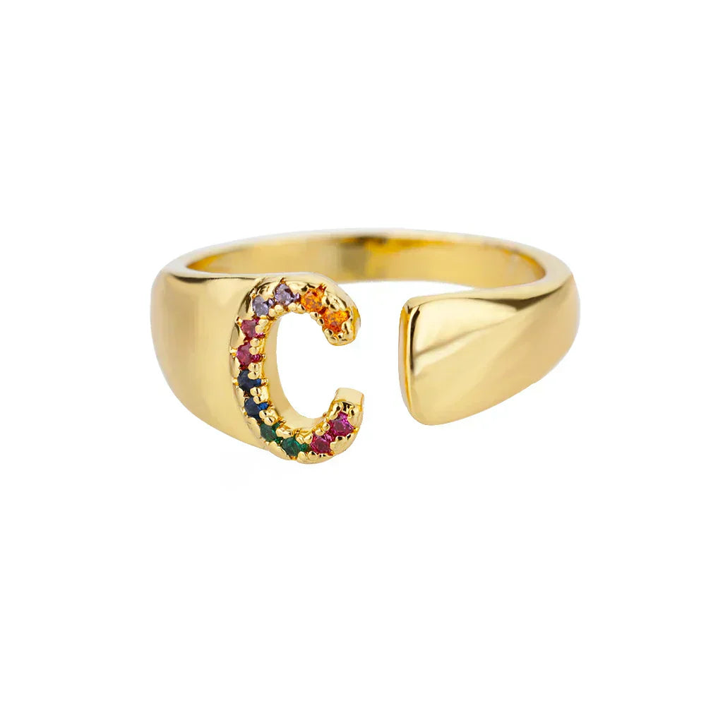 Calm Gold Initial Ring — Waterproof 18K Gold Plated Personalised Ring