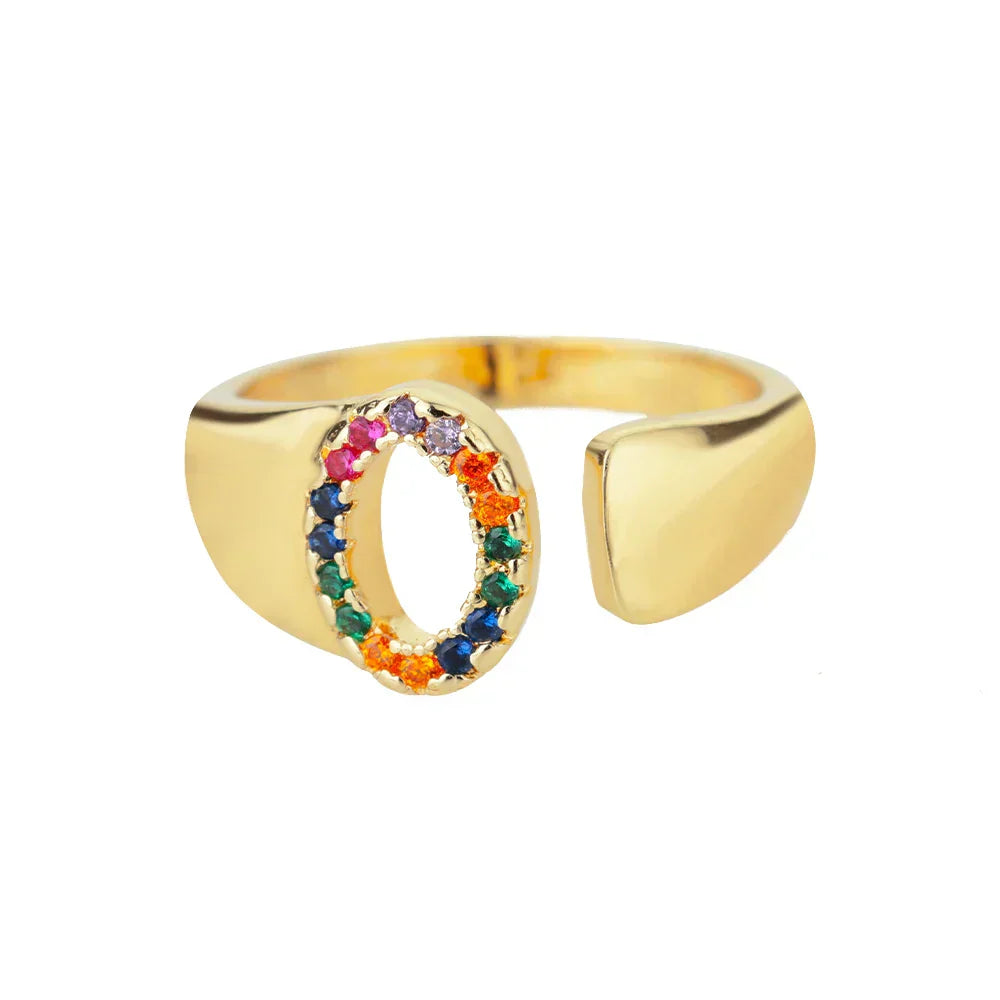 Olive Gold Initial Ring — Waterproof 18K Gold Plated Personalised Ring