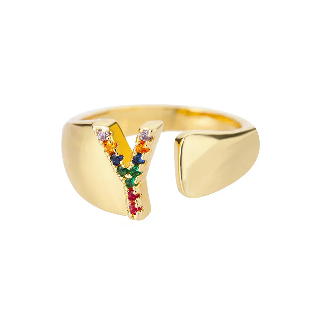 Yes Gold Initial Ring — Waterproof 18K Gold Plated Personalised Ring