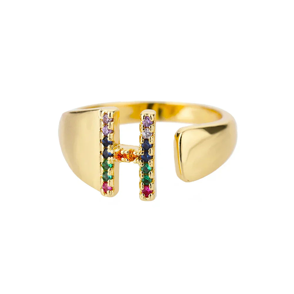 Hope Gold Initial Ring — Waterproof 18K Gold Plated Personalised Ring