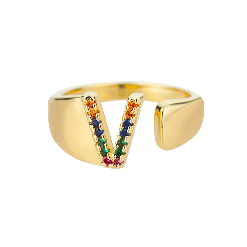 Victory Gold Initial Ring — Waterproof 18K Gold Plated Personalised Ring
