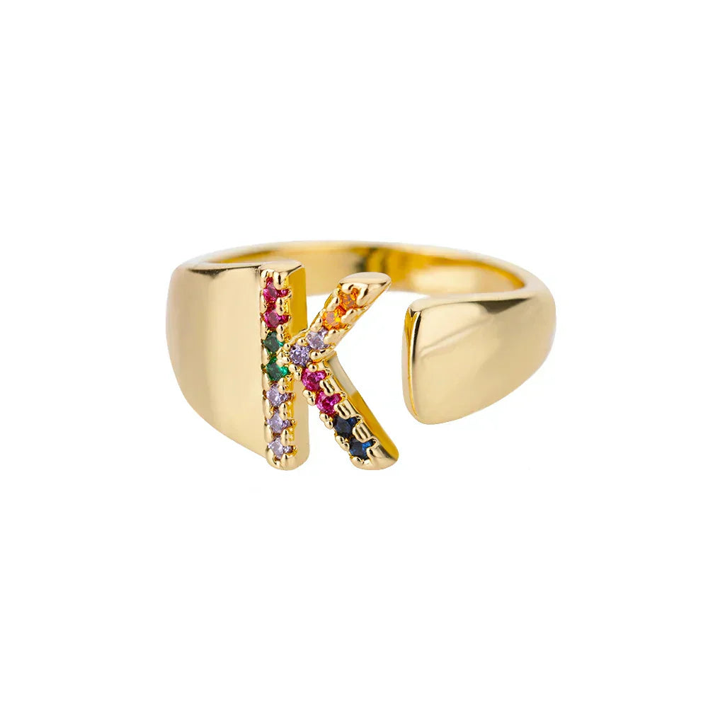 Kind Gold Initial Ring — Waterproof 18K Gold Plated Personalised Ring