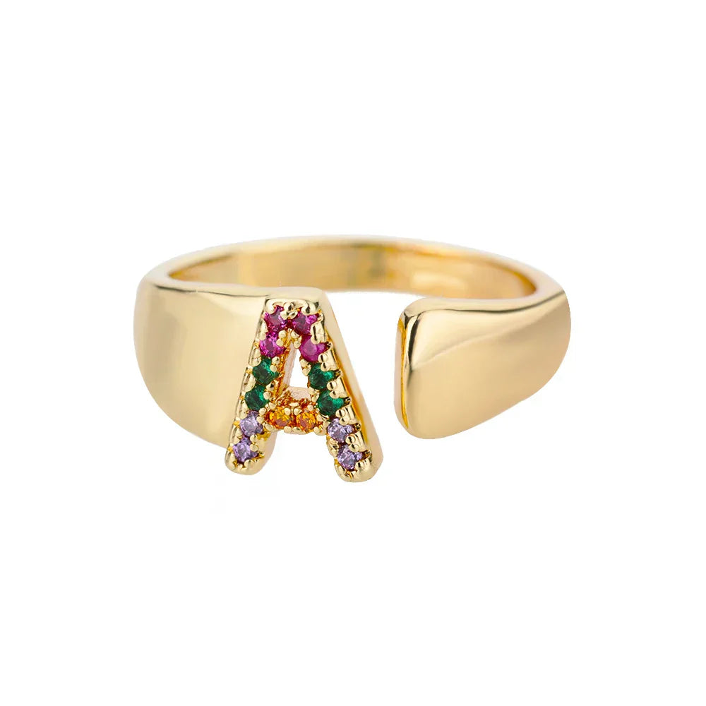 Aura Gold Initial Ring — Waterproof 18K Gold Plated Personalised Ring