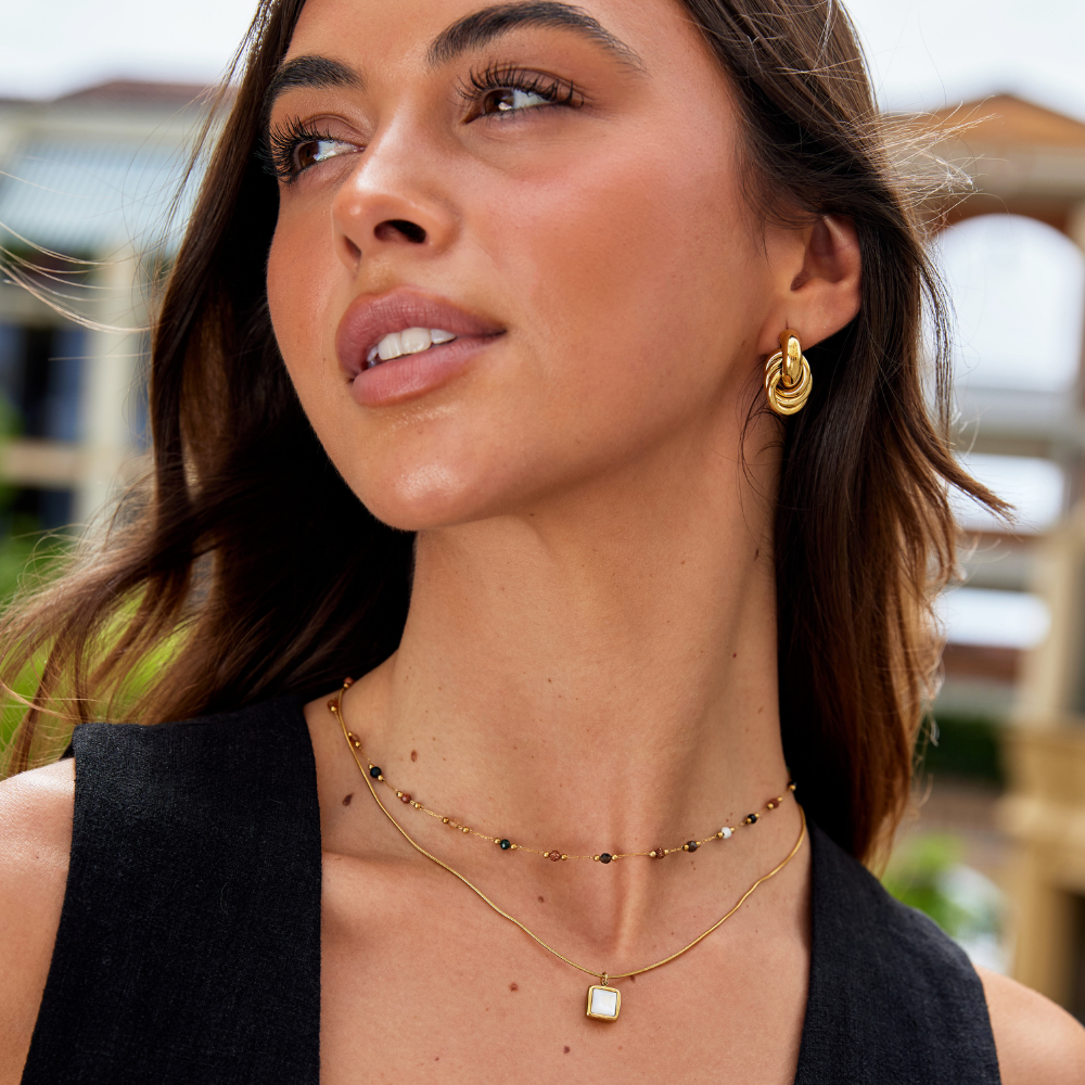 Luly Stone Pendant Necklace — Waterproof Minimalist Gold Necklace