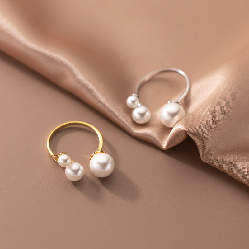 Adjustable Triple Freshwater Pearl Ring — 18K Gold PVD Sterling Silver Ring