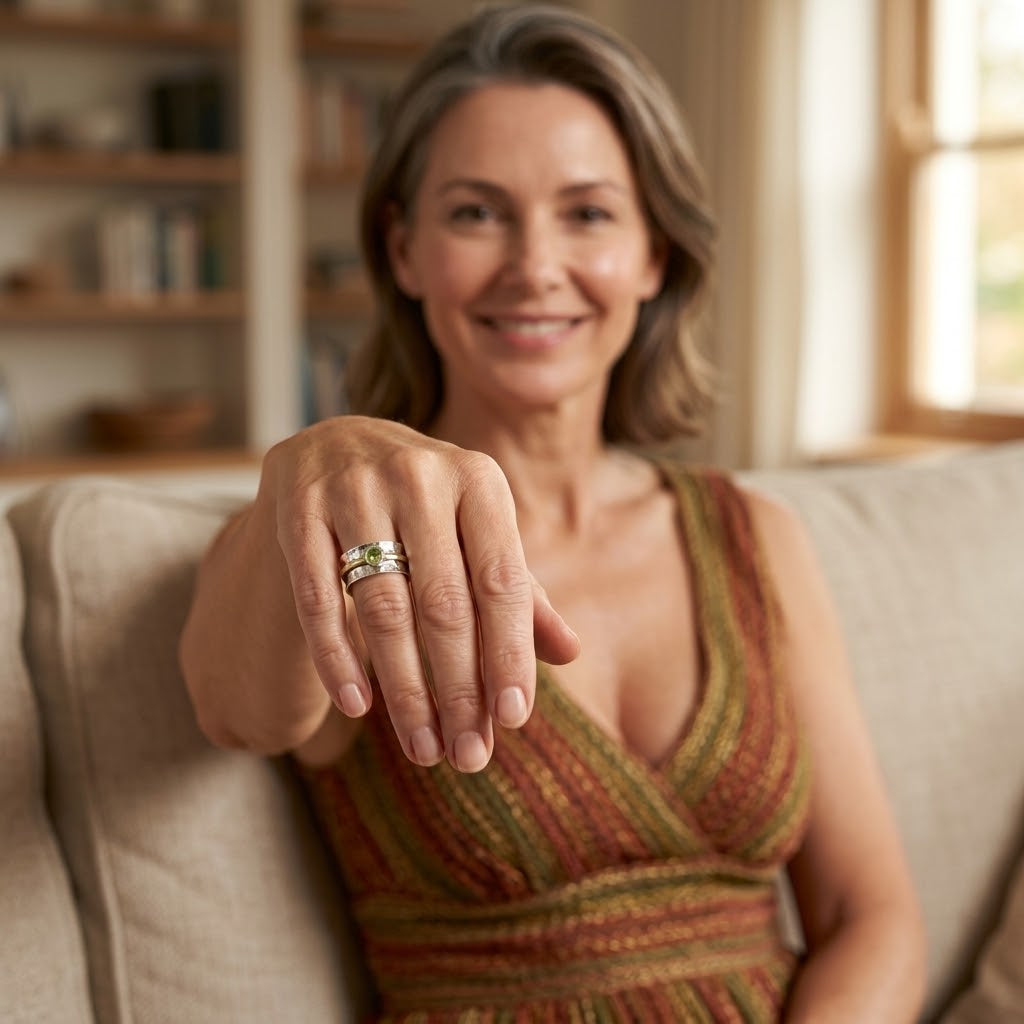 Elegant Green Zirconia Ring — Waterproof Gemstone Statement Ring