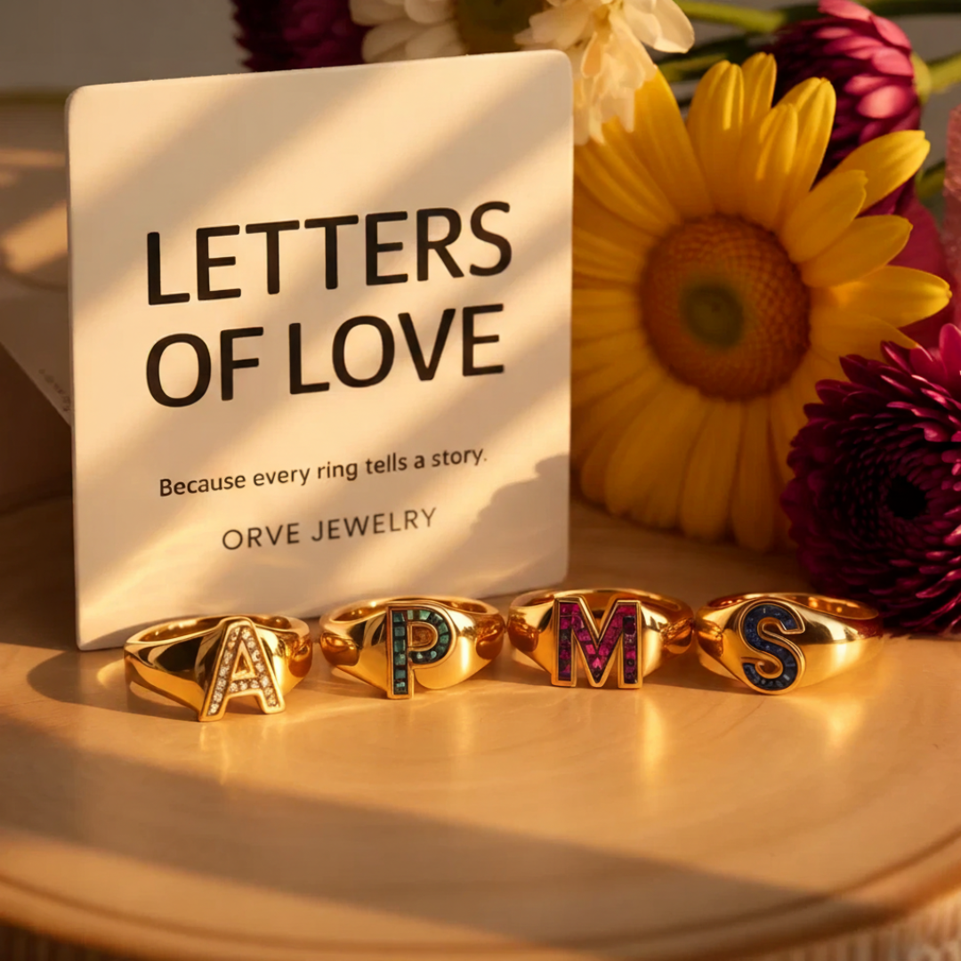 Calm Gold Initial Ring — Waterproof 18K Gold Plated Personalised Ring