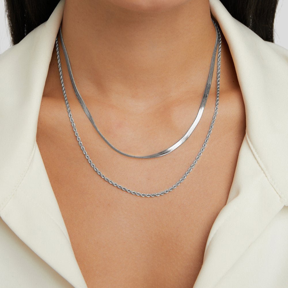 Alexandra Silver Layered Necklace — Waterproof Minimalist Everyday Necklace