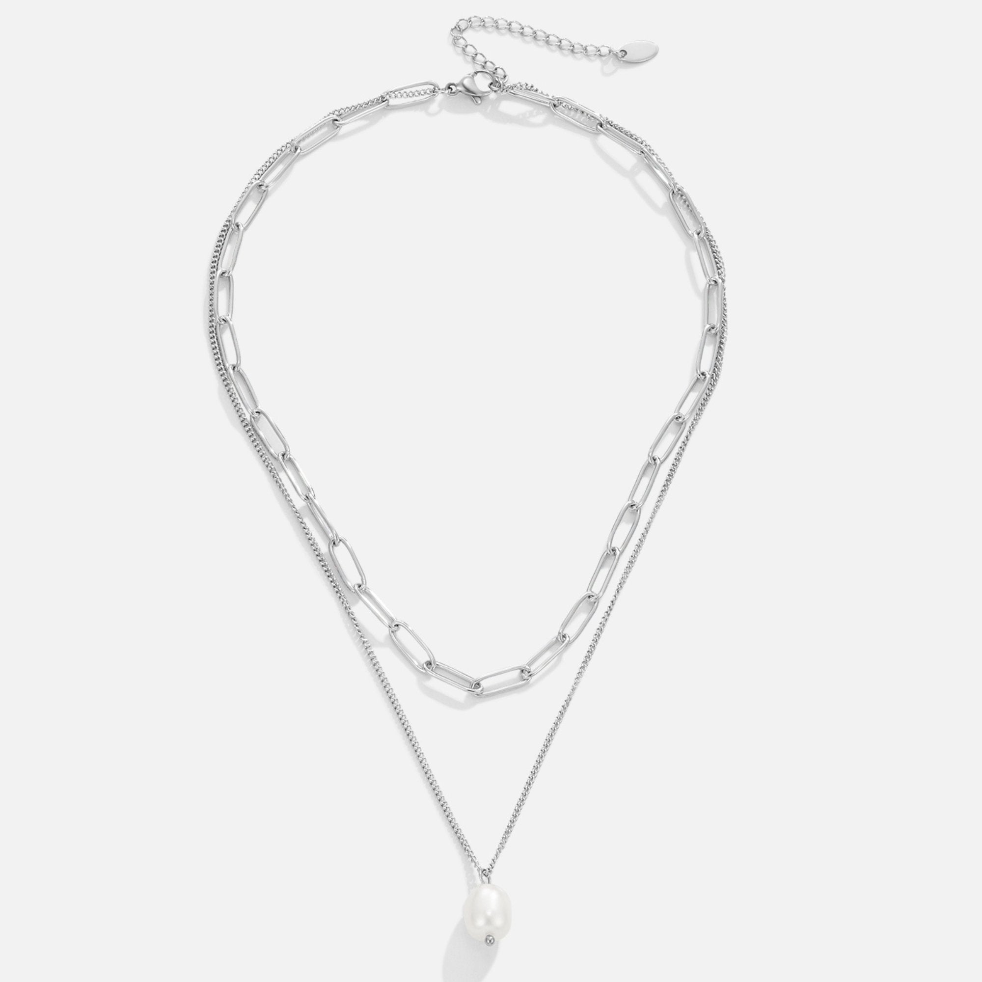 Angela Pearl Silver Necklace — Waterproof Minimalist Pearl Pendant Necklace