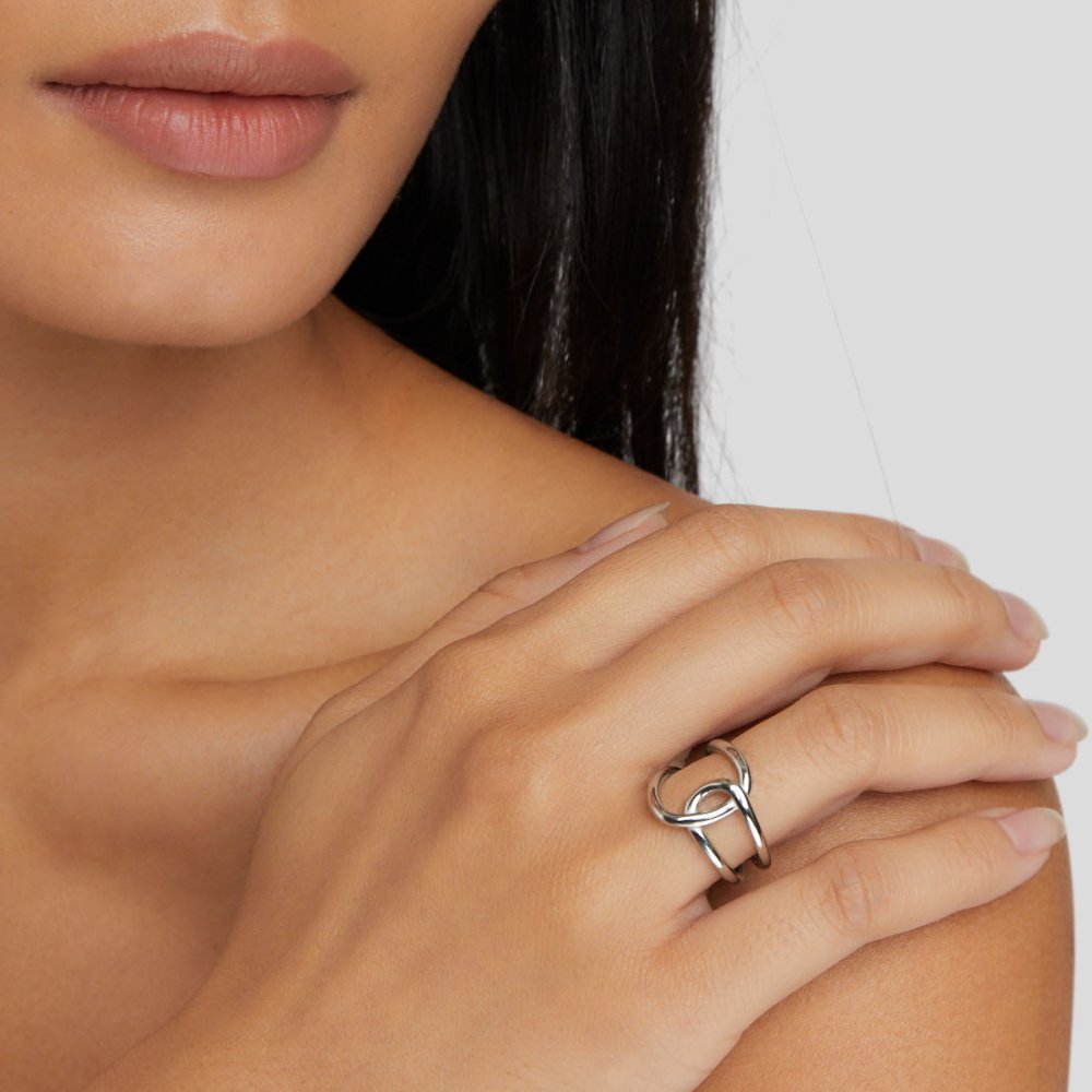 Astrid Silver Ring — Waterproof Modern Twist Band Ring