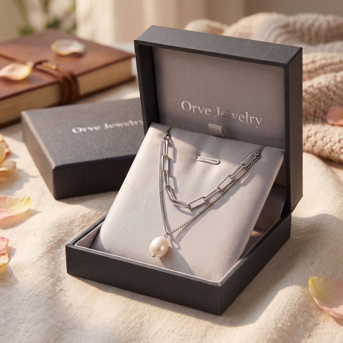 Angela Pearl Silver Necklace — Waterproof Minimalist Pearl Pendant Necklace