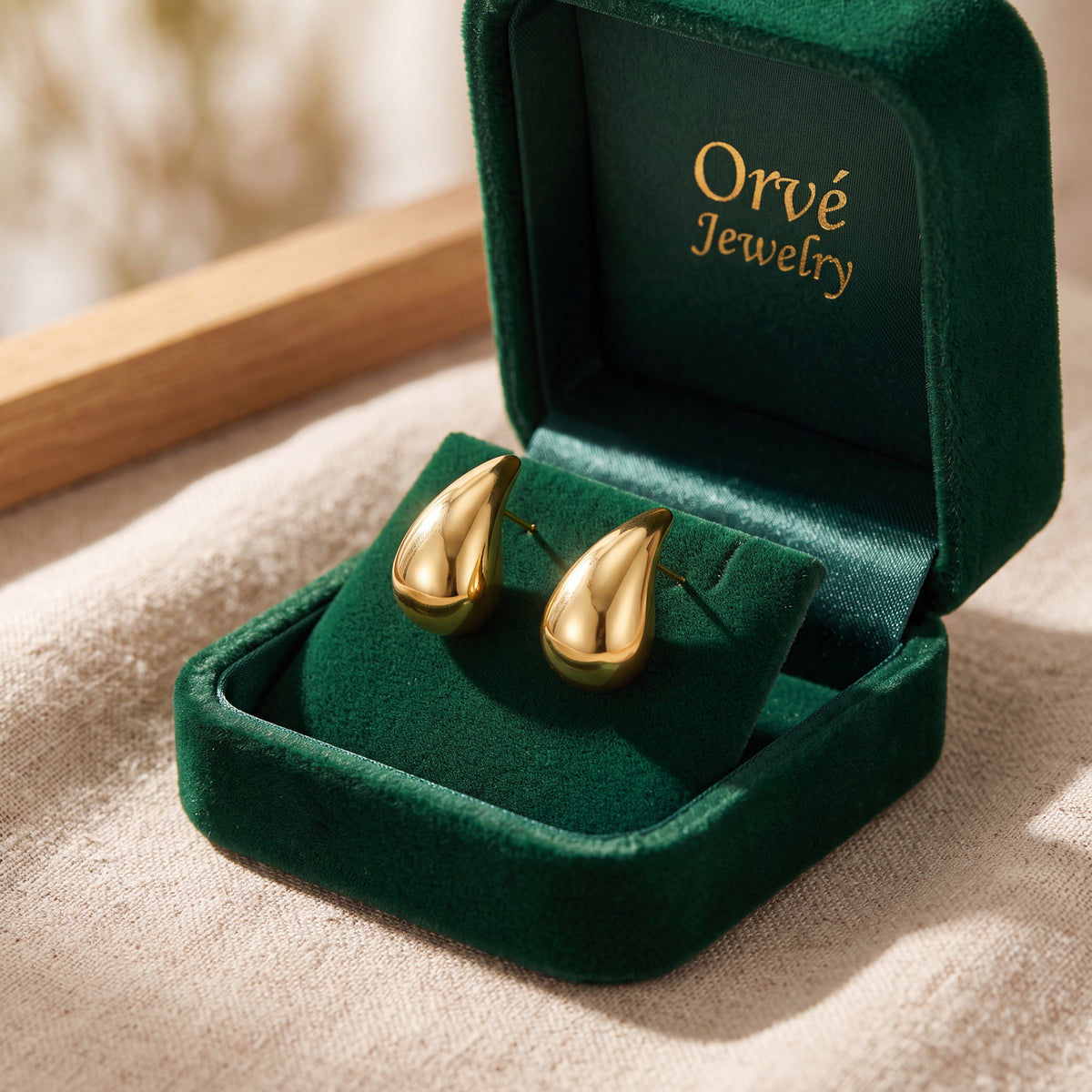 Ame Gold Teardrop Earrings — Elegant Waterproof Drop Earrings