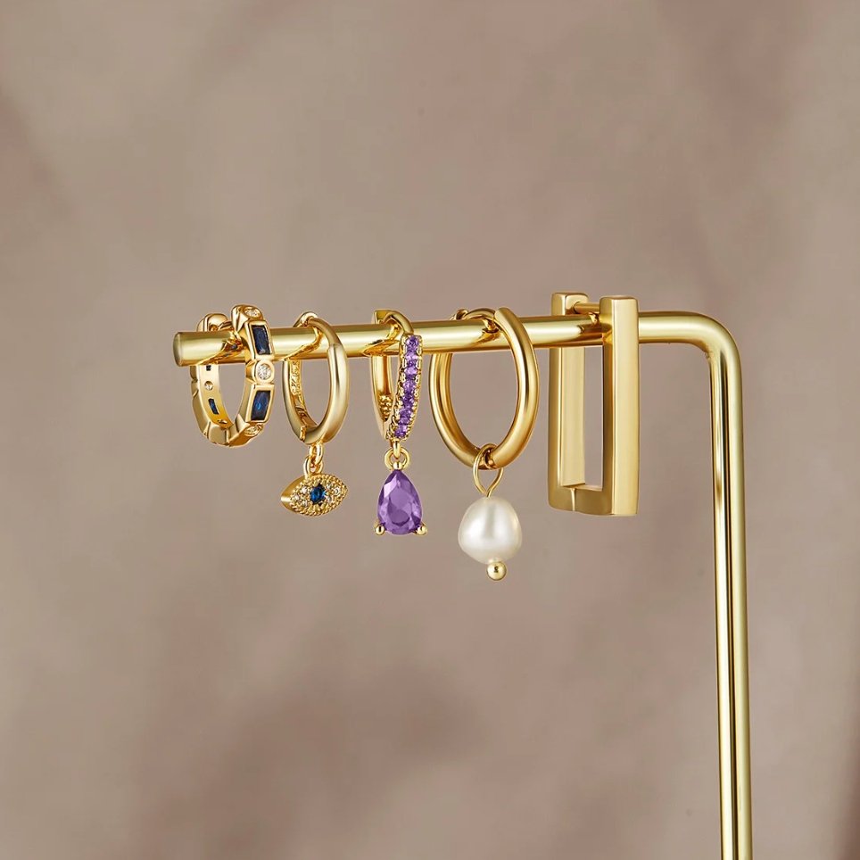 Sie Evil Eye Drop Earrings — Protective Gold Charm Earrings