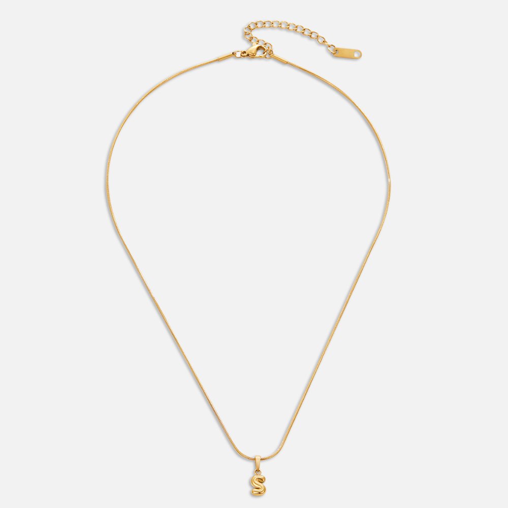 Bubble Letter Initial Necklace — Personalised Waterproof Gold Necklace
