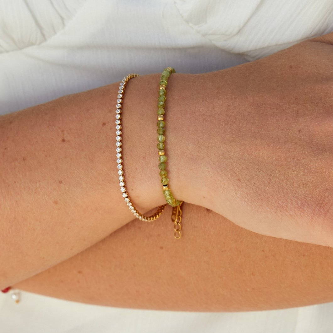 Cordelia Crystal Tennis Bracelet — Adjustable Gold Statement Piece
