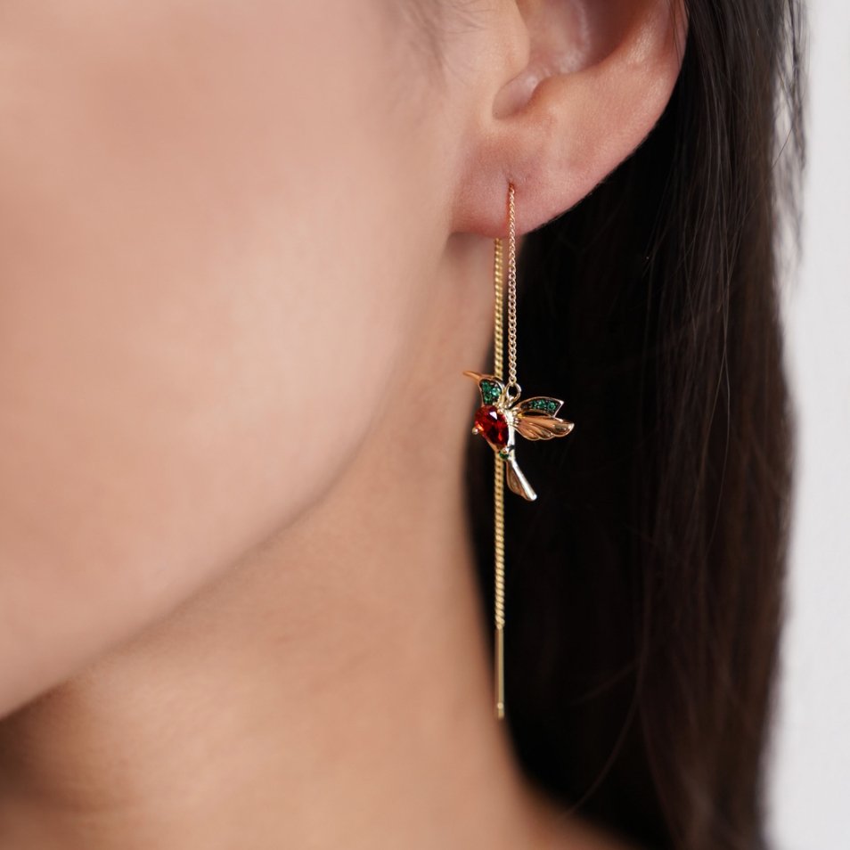 Chic Hummingbird Drop Earrings — Nature-Inspired Gold Statement Earrings