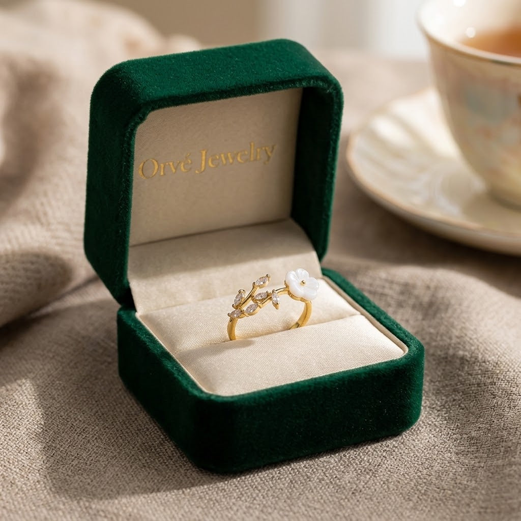Blossom in White Floral Ring — Adjustable Nature-Inspired Statement Ring