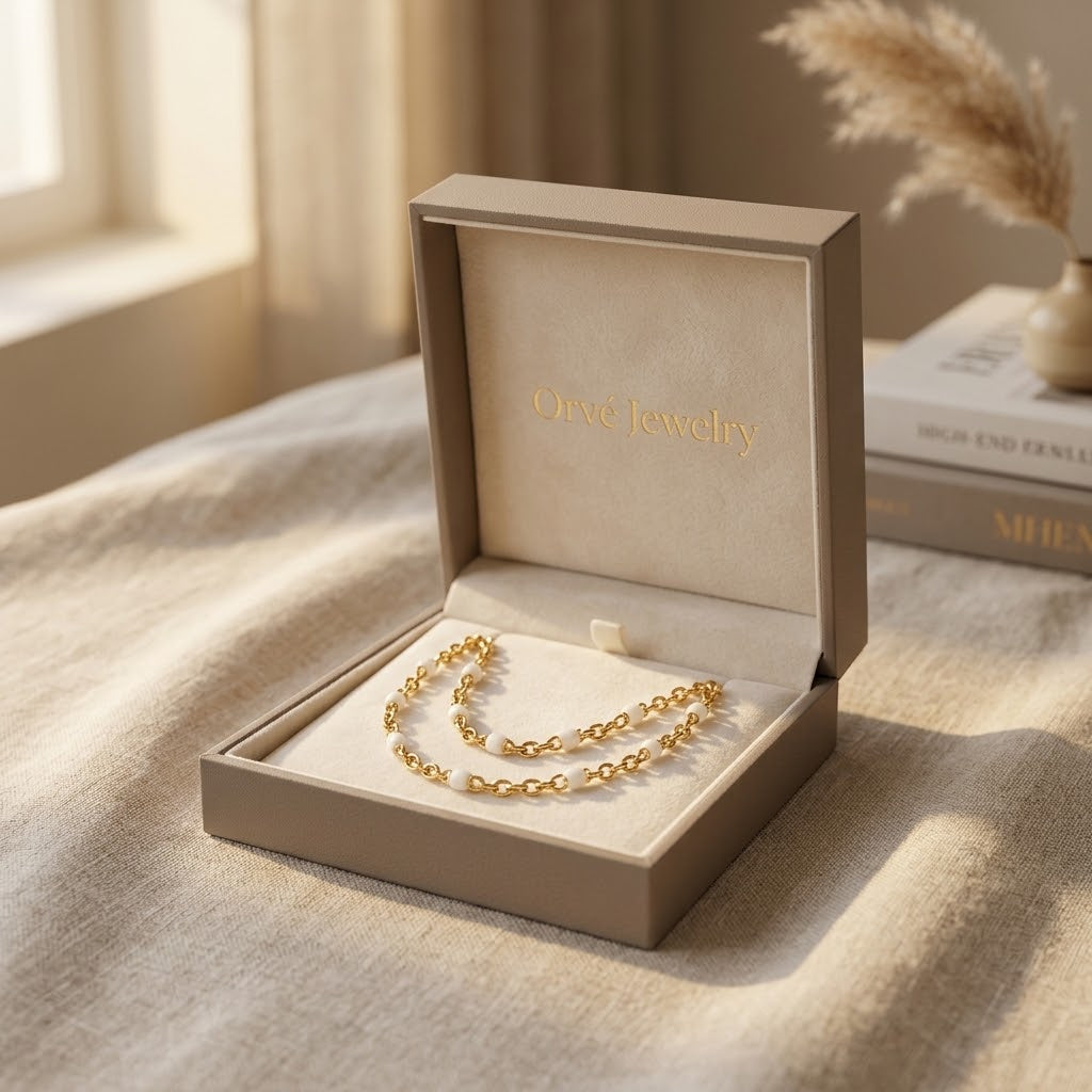 Clean White Bead Necklace — Delicate Waterproof Everyday Necklace