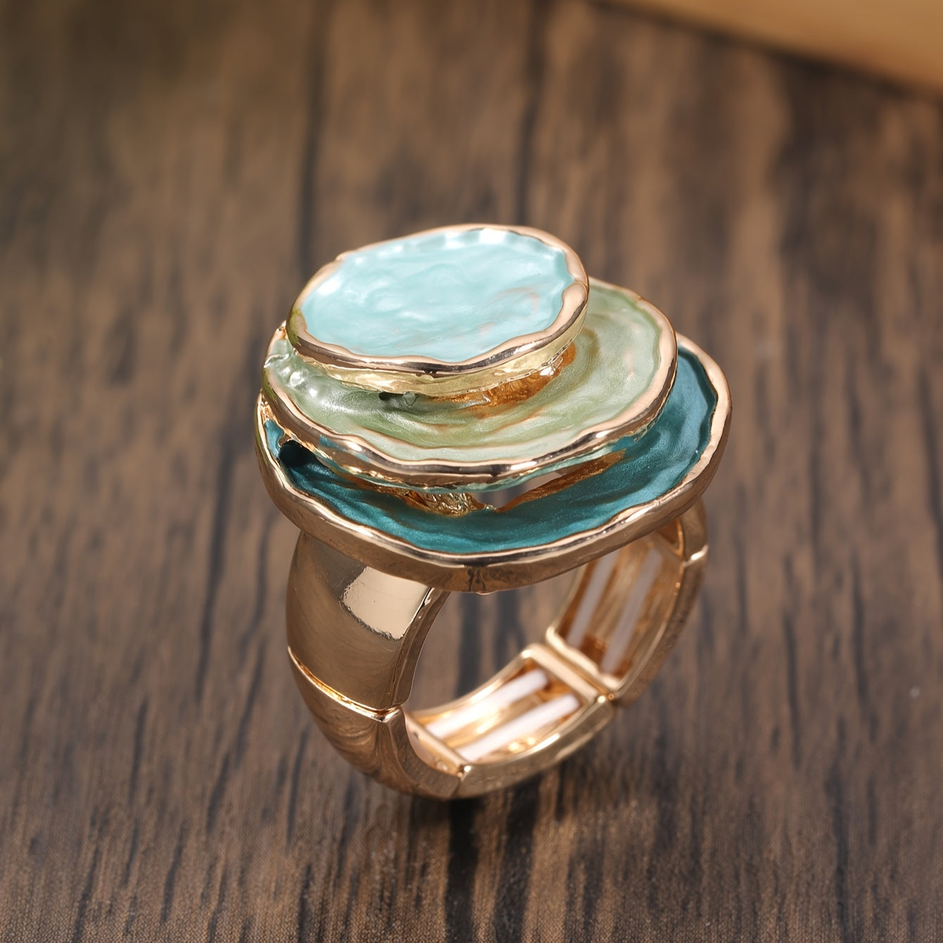 Boho Three-Layer Enamel Ring — Waterproof Colourful Bohemian Stacking Ring