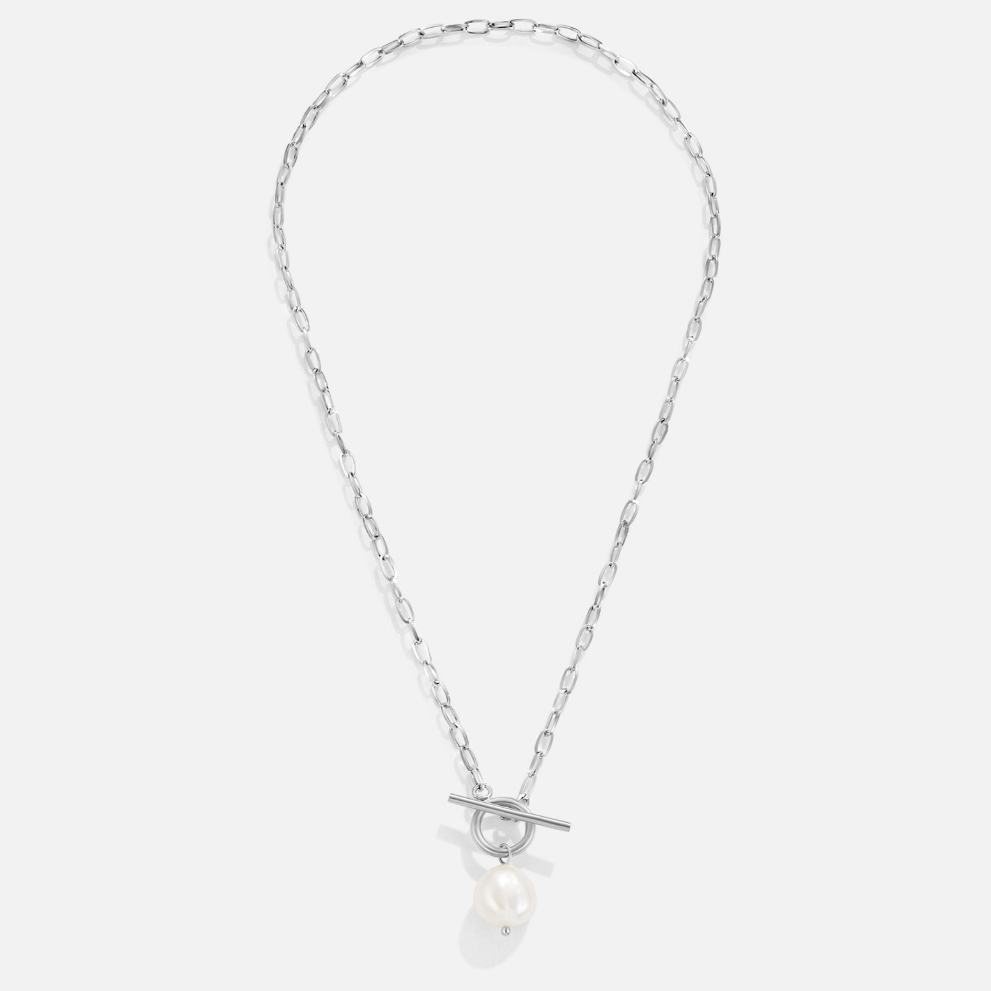 Eva Freshwater Pearl Silver Necklace — Waterproof Toggle Clasp Pearl Necklace