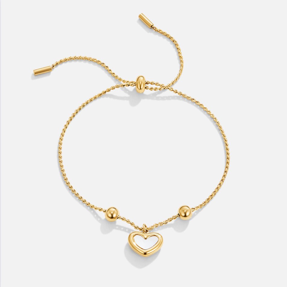 Everlasting Heart Bracelet — Pearl Shell & Gold Love Bracelet