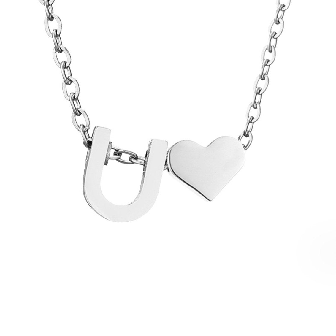 Forever Love Silver Necklace — Personalised Waterproof Initial Pendant Necklace