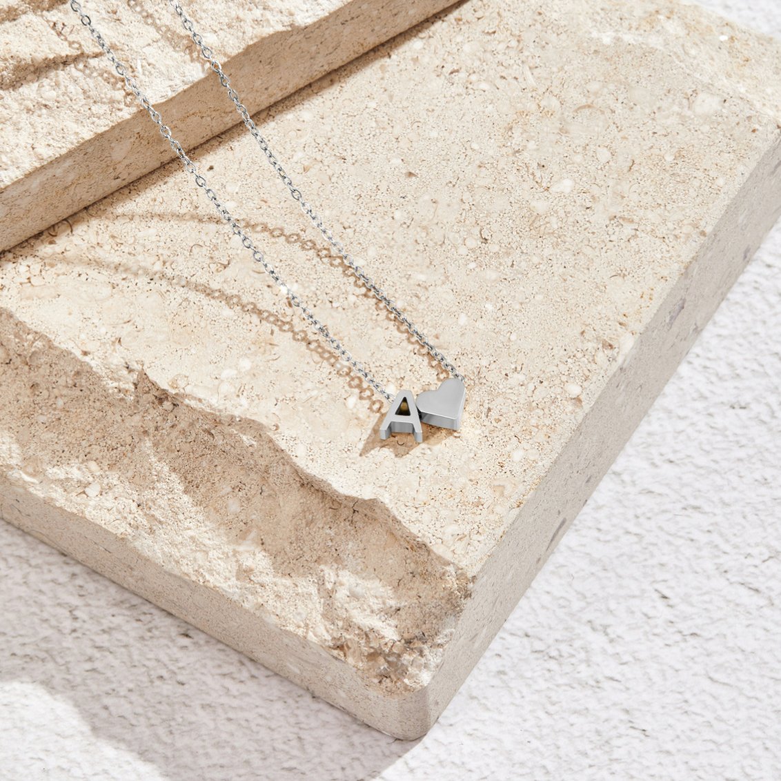 Forever Love Silver Necklace — Personalised Waterproof Initial Pendant Necklace