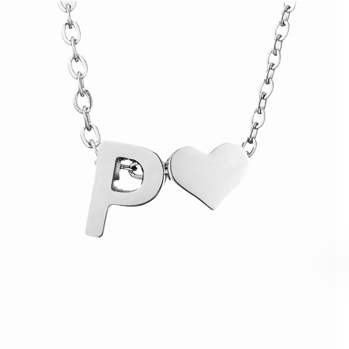 Forever Love & Letter Silver Necklace — Personalised Waterproof Initial Necklace