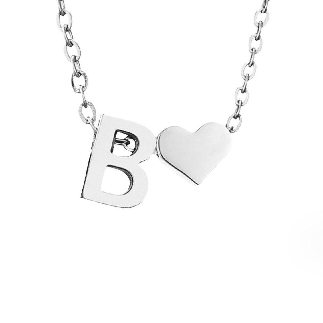 Forever Love & Letter Silver Necklace — Personalised Waterproof Initial Necklace