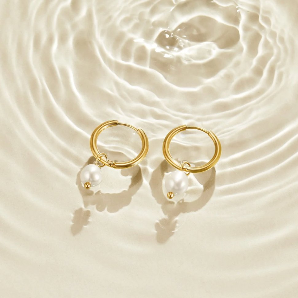 Bella Freshwater Pearl Hoop Earrings — Elegant Everyday Drop Earrings
