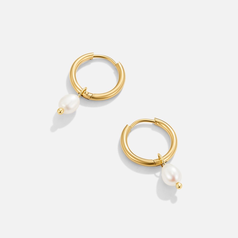 Bella Freshwater Pearl Hoop Earrings — Elegant Everyday Drop Earrings