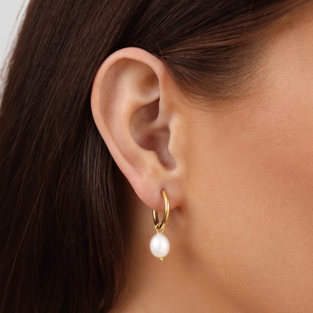 Bella Freshwater Pearl Hoop Earrings — Elegant Everyday Drop Earrings