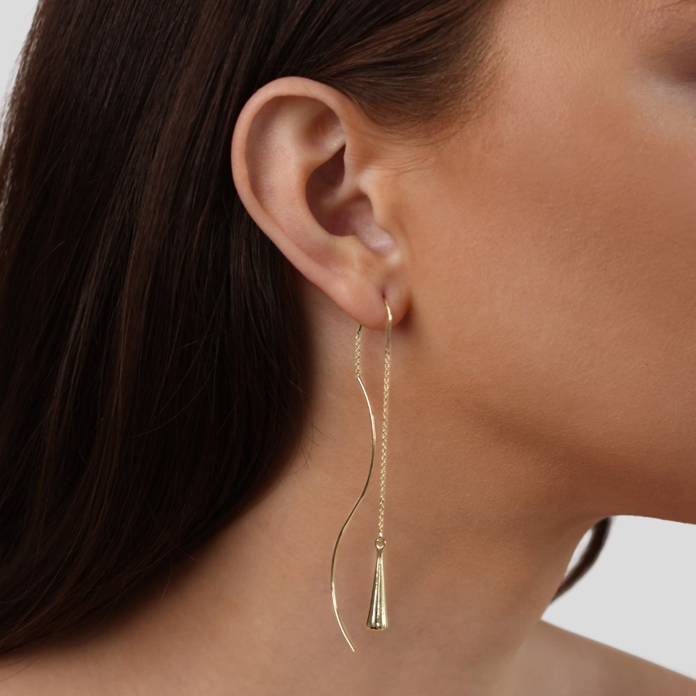 Golden Teardrop Tassel Earrings — Elegant Waterproof Drop Earrings