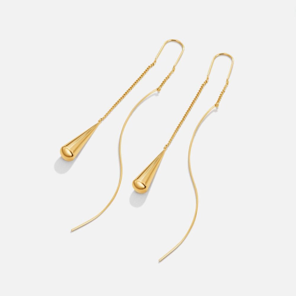 Golden Teardrop Tassel Earrings — Elegant Waterproof Drop Earrings