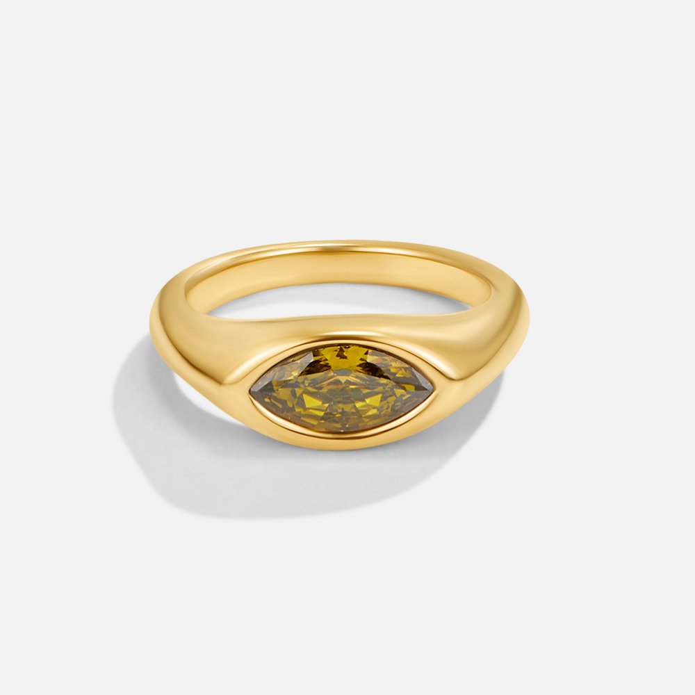 Green Arizona Crystal Ring — 18K Gold Plated Waterproof Gemstone Ring