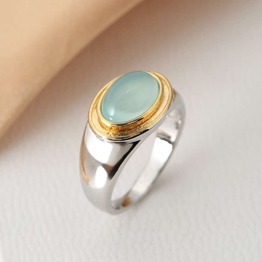 Gabi Vintage Green Moonstone Ring — Waterproof Mystical Statement Ring